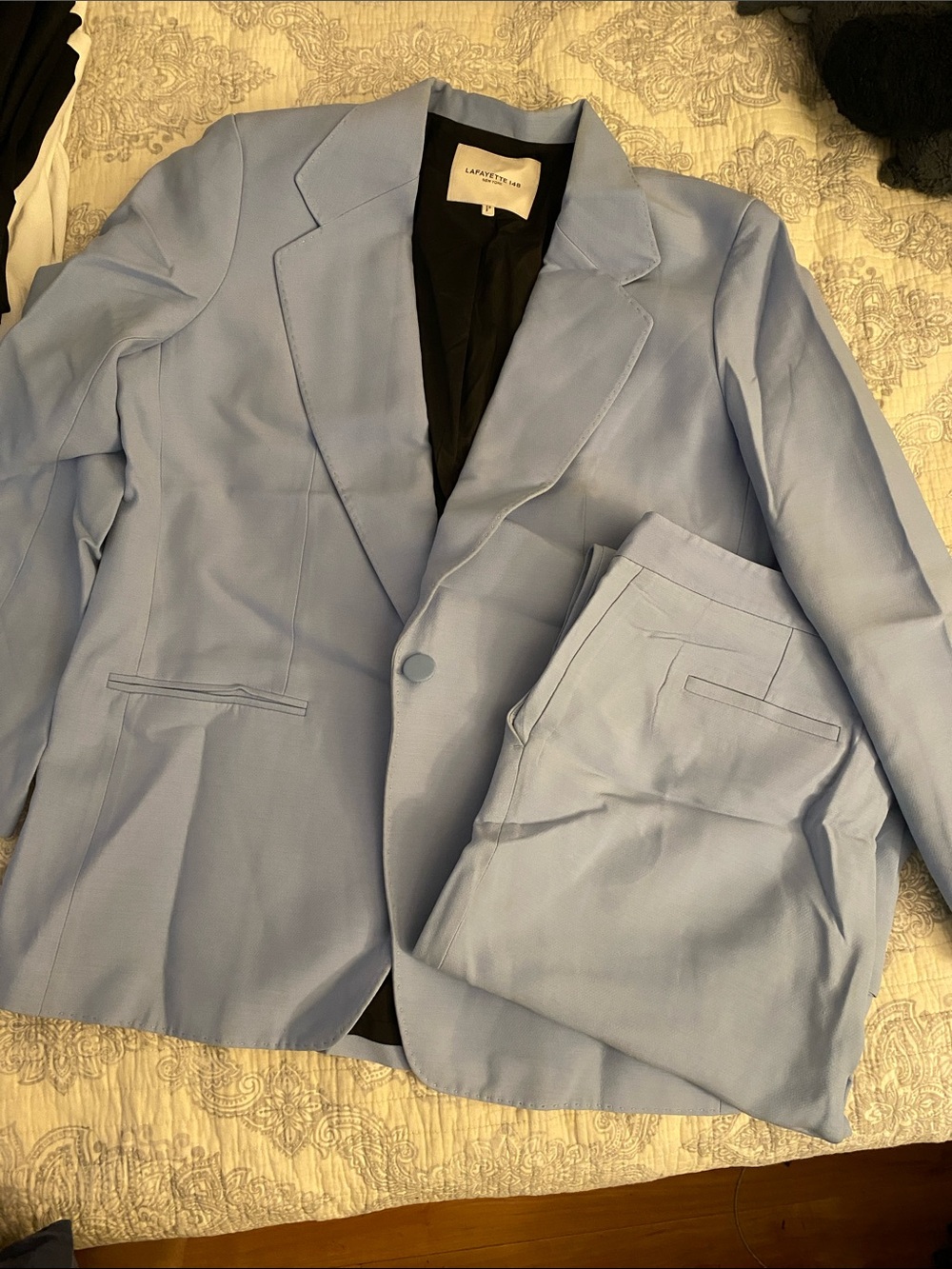 Lafayette 148 New York Sky Blue Blazer Pants set